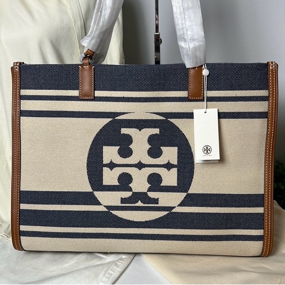❤️🔥TORY BURCH Ella Jacquard Stripes Tote NWT❤️🔥 - Picture 2 of 10
